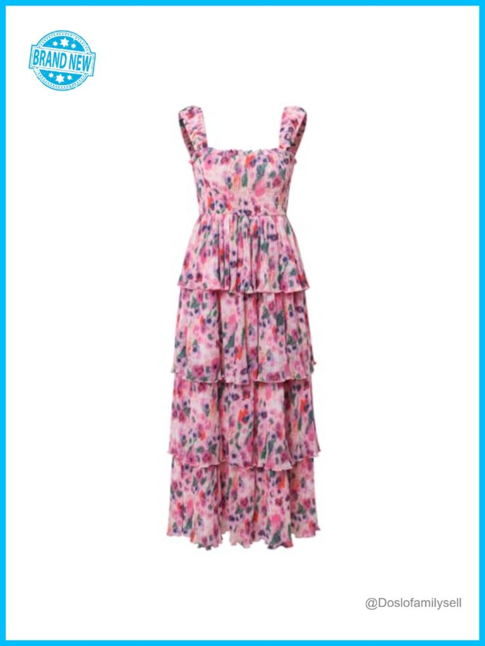 Women's Floral Pleated Ruffle Halter Summer Dress